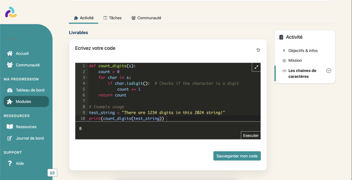 View of Rbean LMS with a code-type deliverable