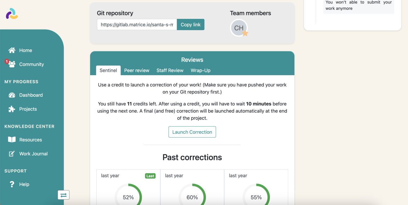 LMS automatic corrections